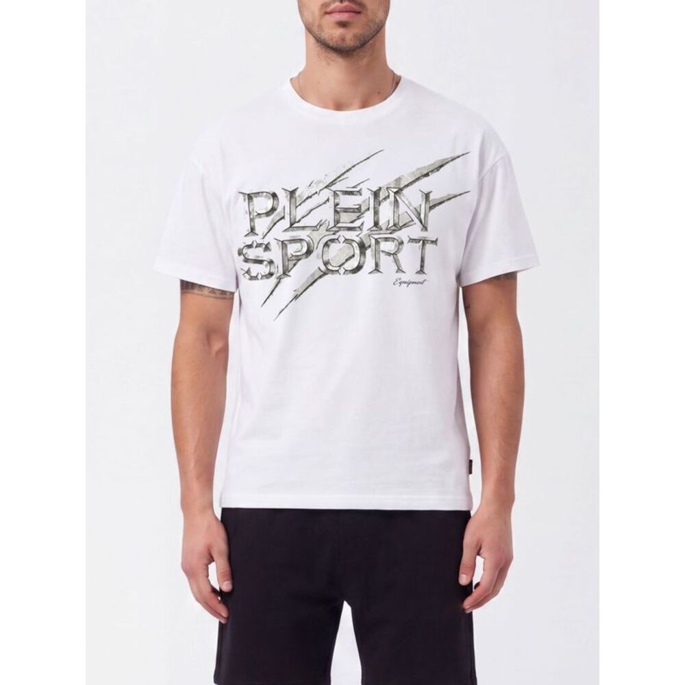 Plein Sport Men Plein Sport Cotton Jersey T-Shirt With Contrasting Logo Print